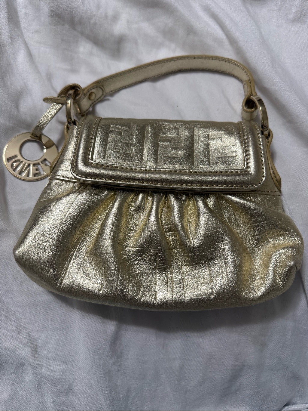 Fendi Chef Handle Bag Zucca Embossed Leather Mini